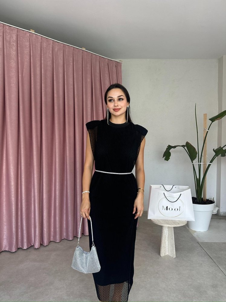 NOİR Midi Elbise 8145 - Siyah - Mooi Butik