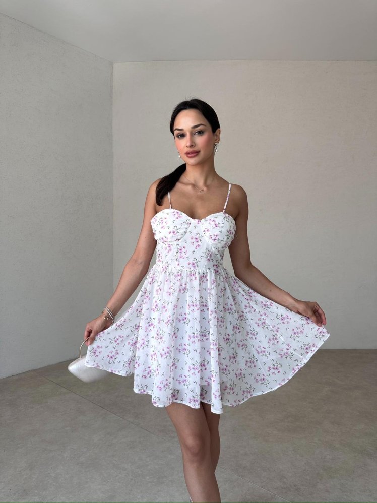 NOLES Mini Elbise 5861 - Beyaz - Mooi Butik