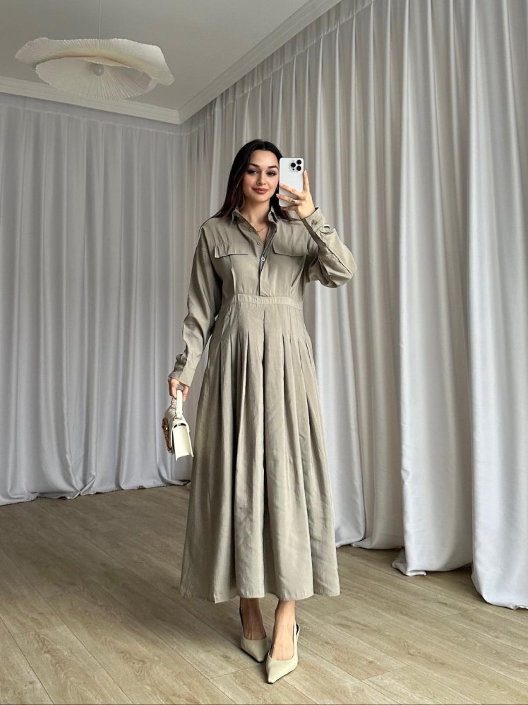 NORWAY Midi Elbise 8327 - Haki - Mooi Butik