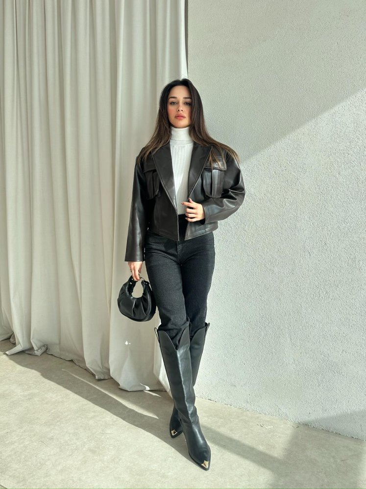 NOXİS Deri Ceket 8731 - Acı Kahve - Mooi Butik (1)