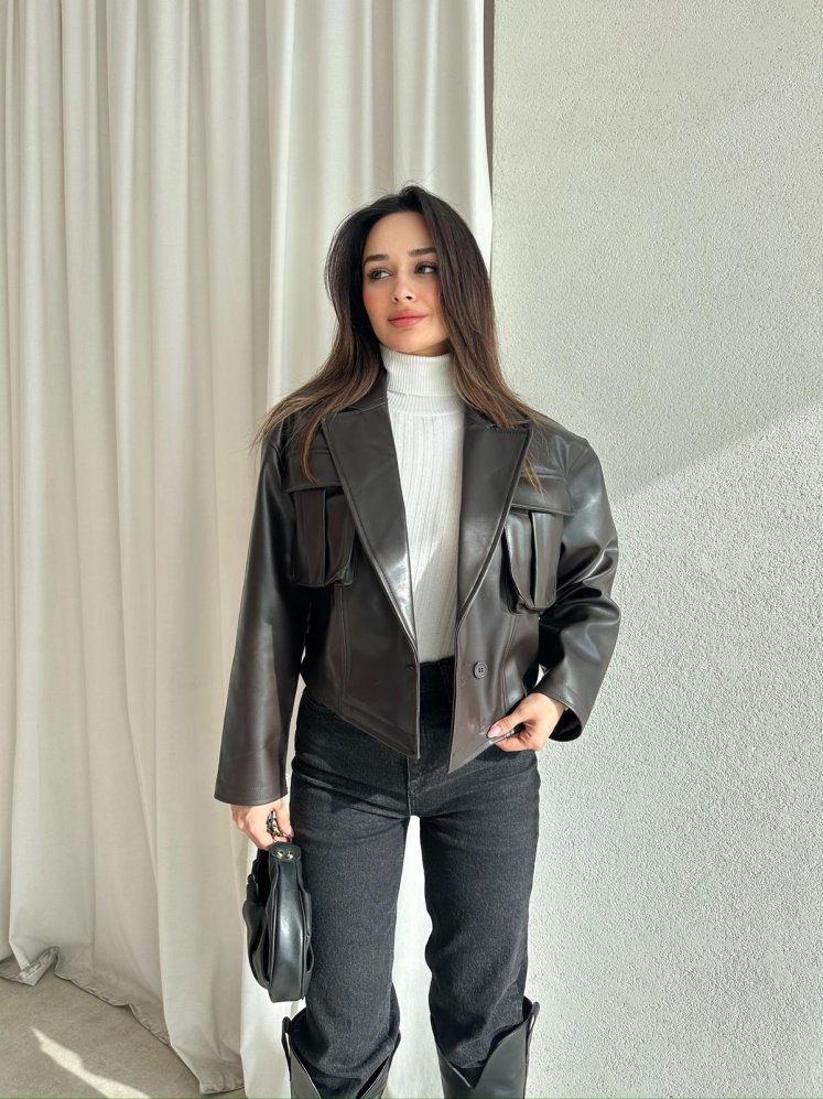 NOXİS Deri Ceket 8731 - Acı Kahve - Mooi Butik