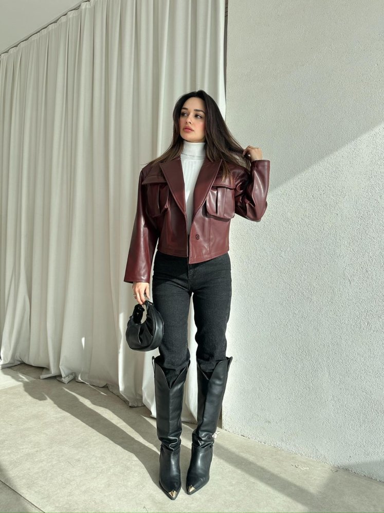 NOXİS Deri Ceket 8731 - Bordo - Mooi Butik (1)