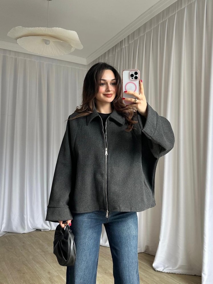 NUTS Kaşe Ceket 8666 - Füme - Mooi Butik