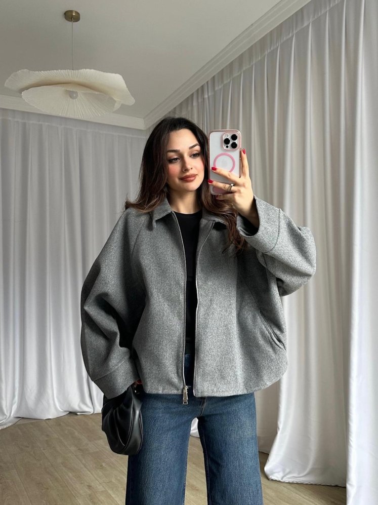 NUTS Kaşe Ceket 8666 - Gri - Mooi Butik