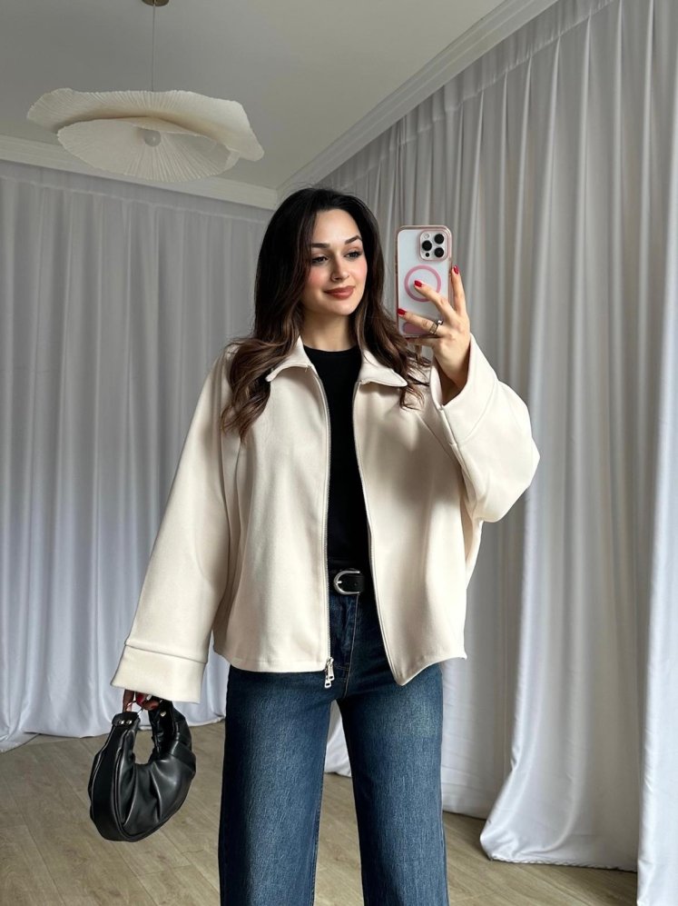 NUTS Kaşe Ceket 8666 - Krem - Mooi Butik