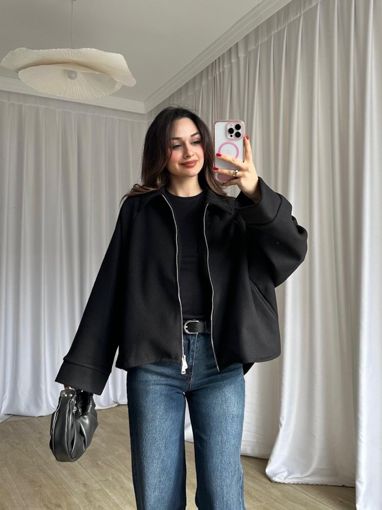 NUTS Kaşe Ceket 8666 - Siyah - Mooi Butik