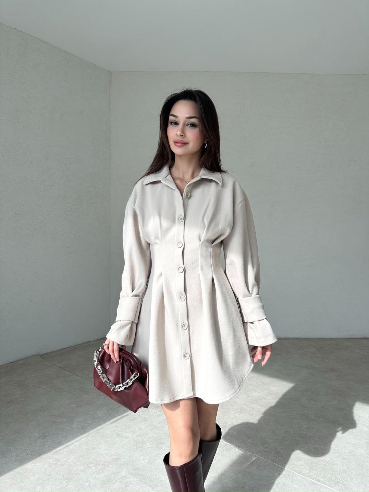 OCEAN Mini Elbise 2126 - Krem - Mooi Butik