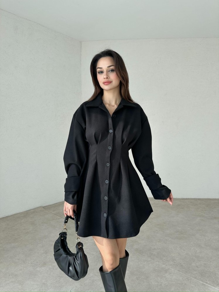 OCEAN Mini Elbise 2126 - Siyah - Mooi Butik