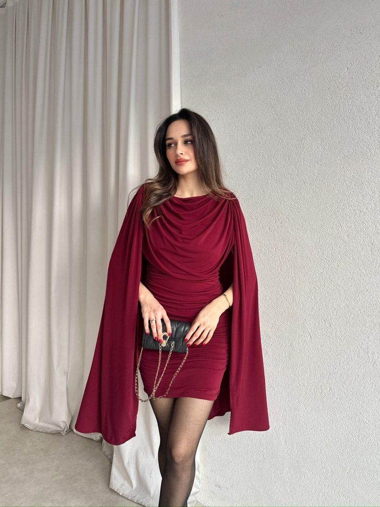 ODİN Elbise 3259 - Bordo - Mooi Butik