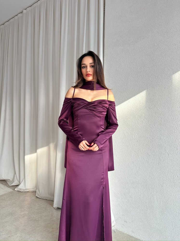 OLİVİA Elbise 8748 - Mürdüm - Mooi Butik