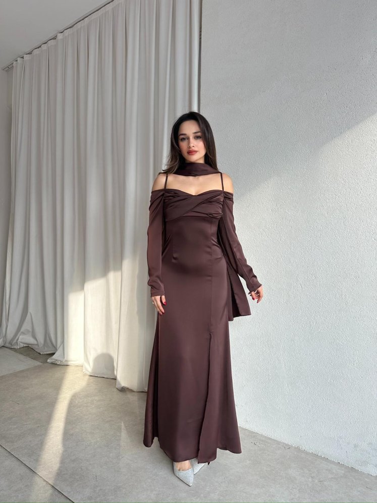 OLİVİA Elbise 8748 - Acı Kahve - Mooi Butik