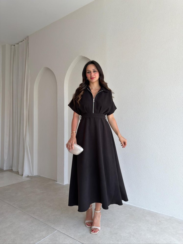 OLWEN Midi Elbise 4211 - Siyah - Mooi Butik