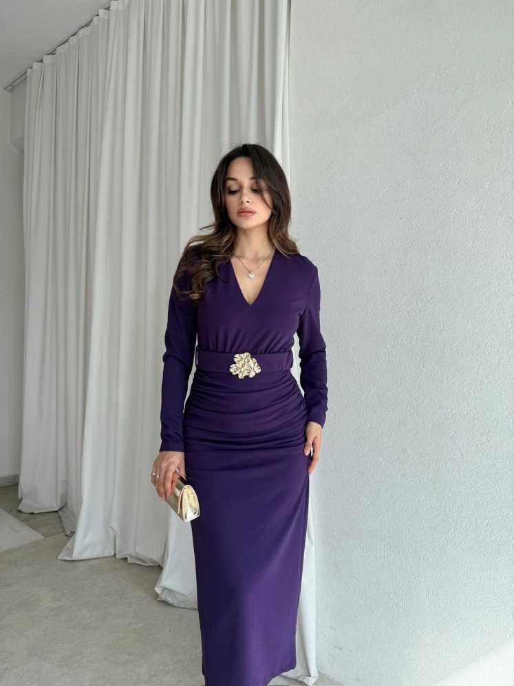 OMNİA Midi Elbise 8411 - Mor - Mooi Butik