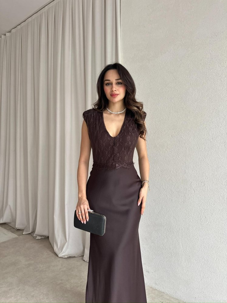 OPHİRA Elbise 8296 - Acı Kahve - Mooi Butik