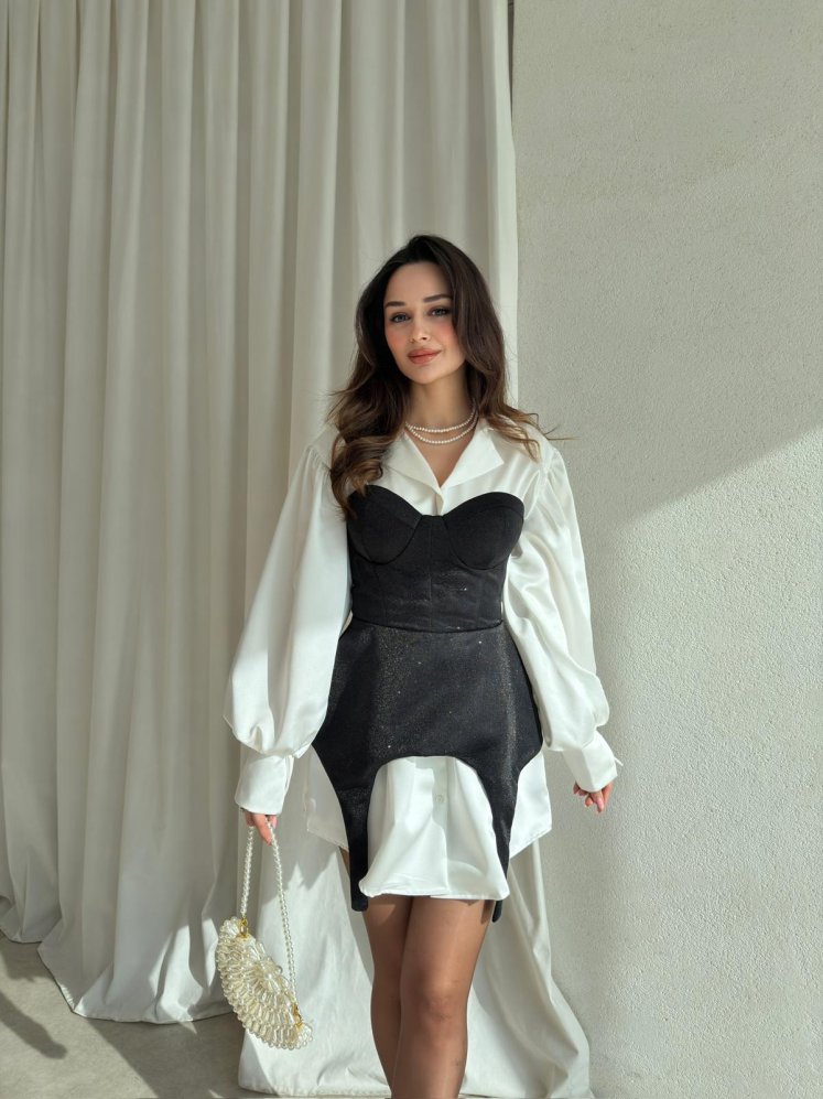  OPİUM Korseli Elbise 8378 - Siyah - Mooi Butik