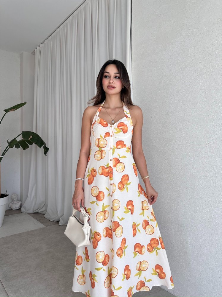 ORANGE Midi Elbise 8456 - Beyaz - Mooi Butik