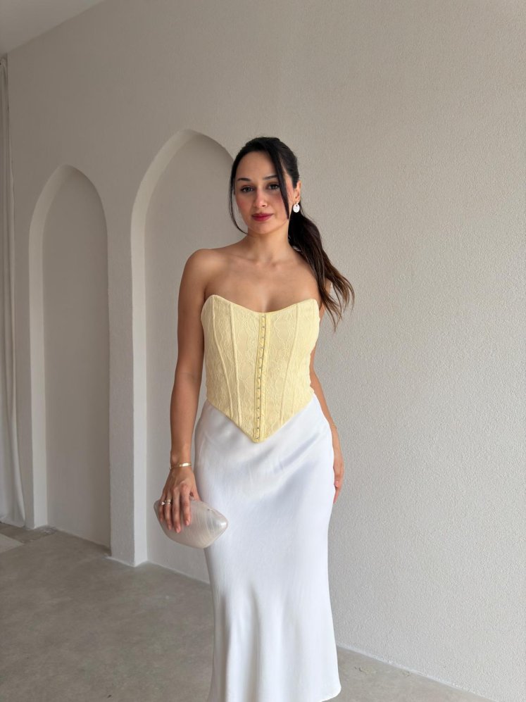 ORİA Korse Bluz 3770 - Sarı - Mooi Butik