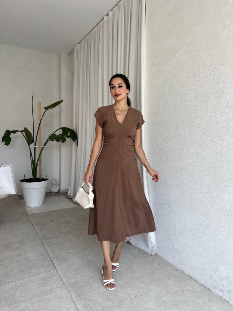 ORLANDO Midi Elbise 8087 - Kahverengi - Mooi Butik
