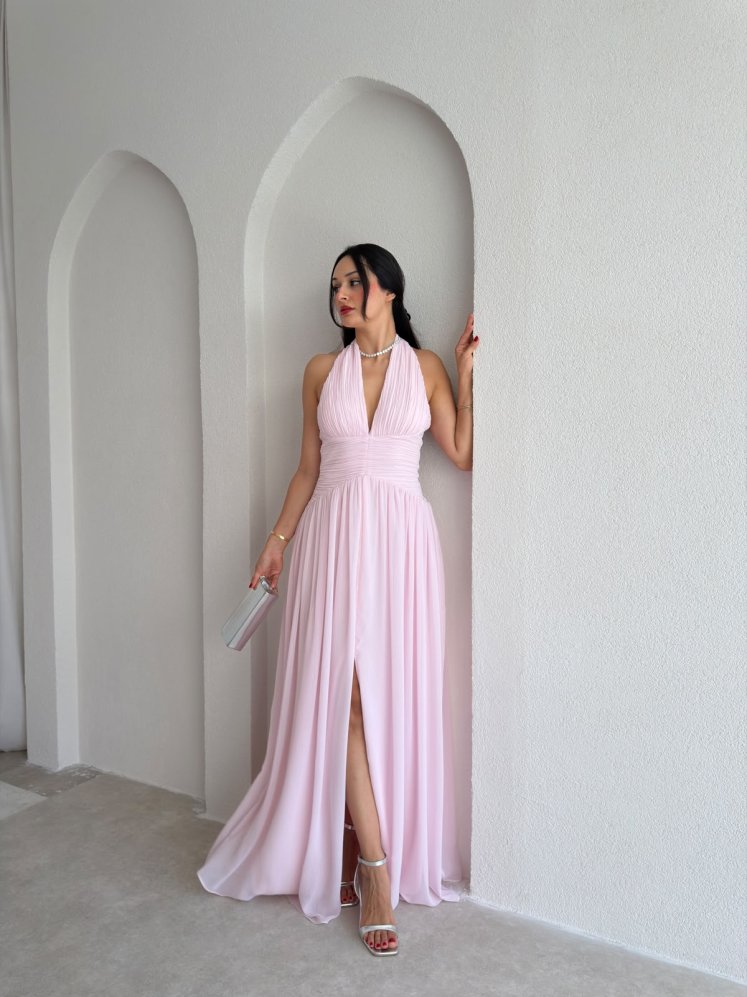 OSTERA Maxi Elbise 4024 - Pudra - Mooi Butik