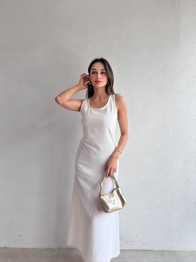 OSTRO Midi Elbise 1982 - Beyaz - Mooi Butik