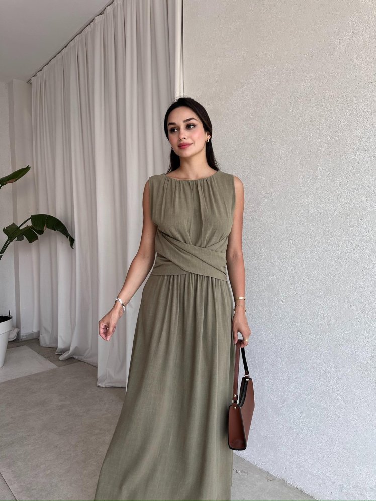 OXFA Maxi Elbise 9219 - Haki - Mooi Butik