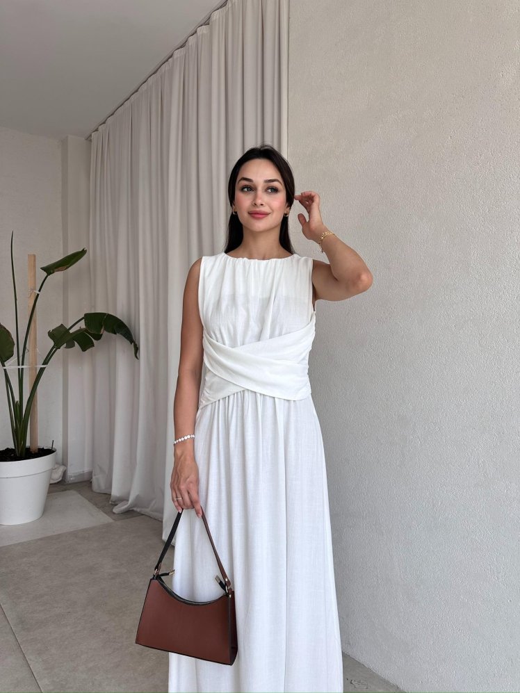 OXFA Maxi Elbise 9219 - Beyaz - Mooi Butik