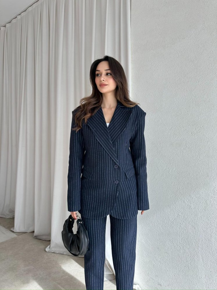 PALVİN Çizgili Takım 8716 - Lacivert - Mooi Butik