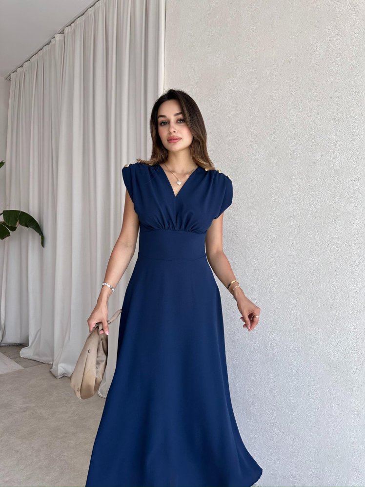 PAOLA Maxi Elbise 2305 - Lacivert - Mooi Butik