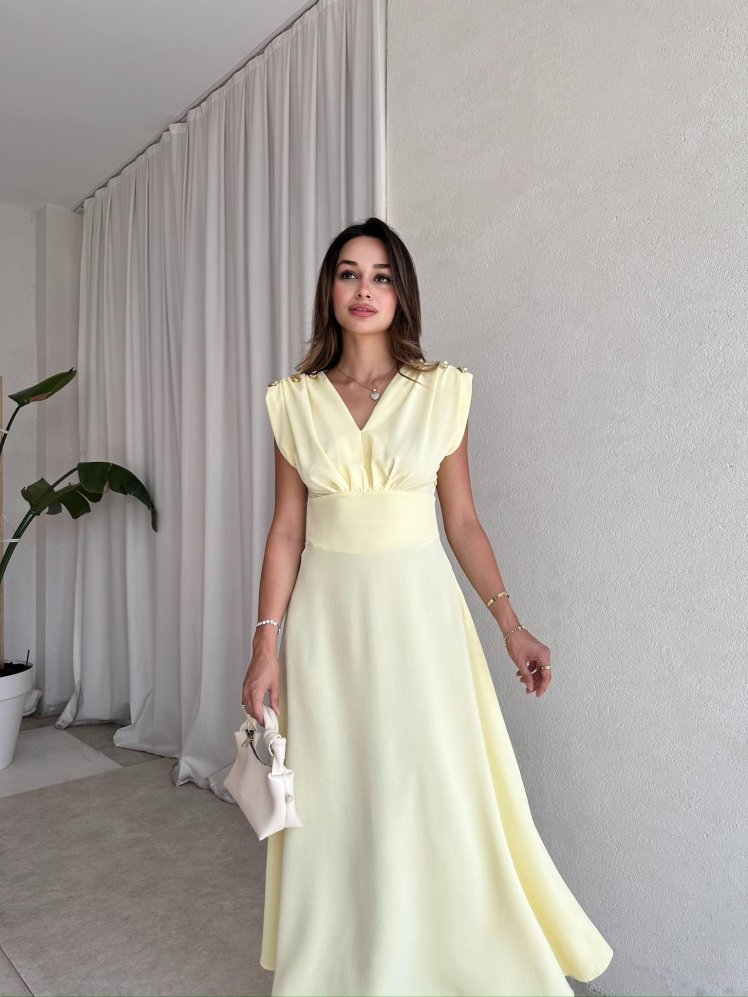 PAOLA Maxi Elbise 2305 - Sarı - Mooi Butik