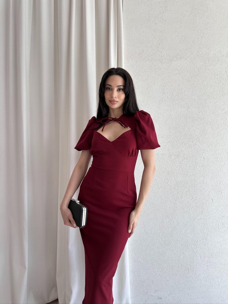 PARİNA Midi Elbise 5031 - Bordo - Mooi Butik