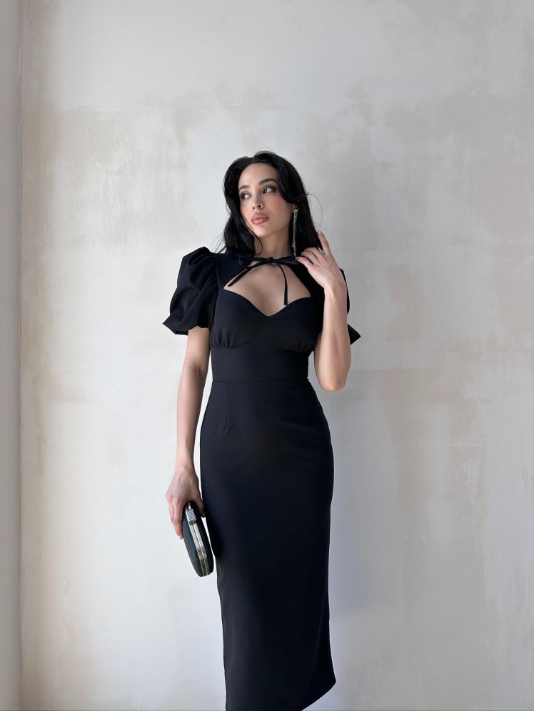 PARİNA Midi Elbise 5031 - Siyah - Mooi Butik