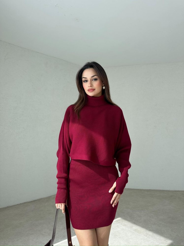 Parmak Geçmeli MADS Takım 3905 - Bordo - Mooi Butik