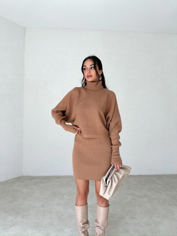 Parmak Geçmeli MADS Takım 3905 - Kahverengi - Mooi Butik