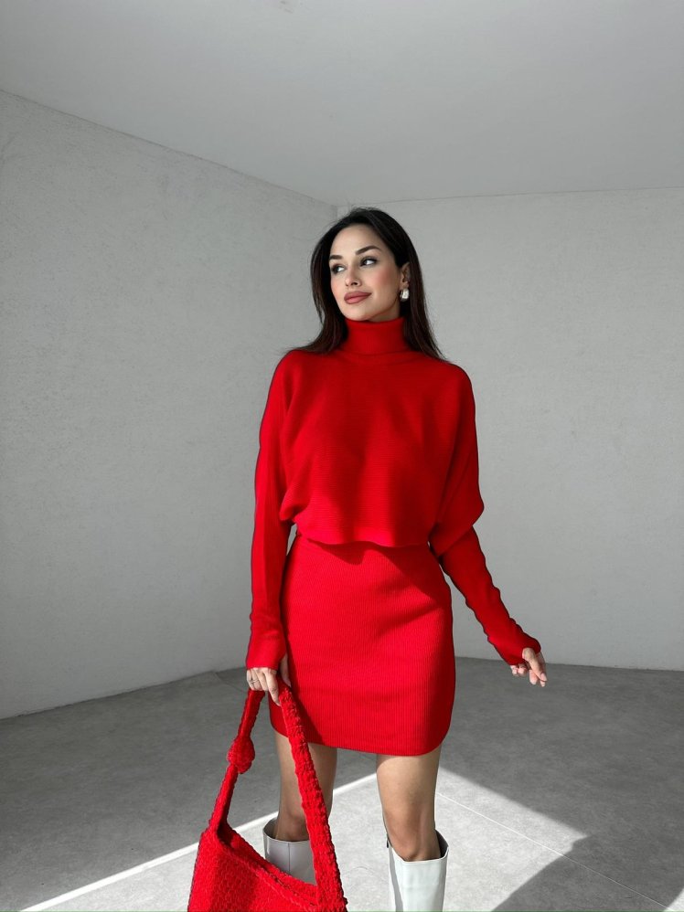 Parmak Geçmeli MADS Takım 3905 - Kırmızı - Mooi Butik