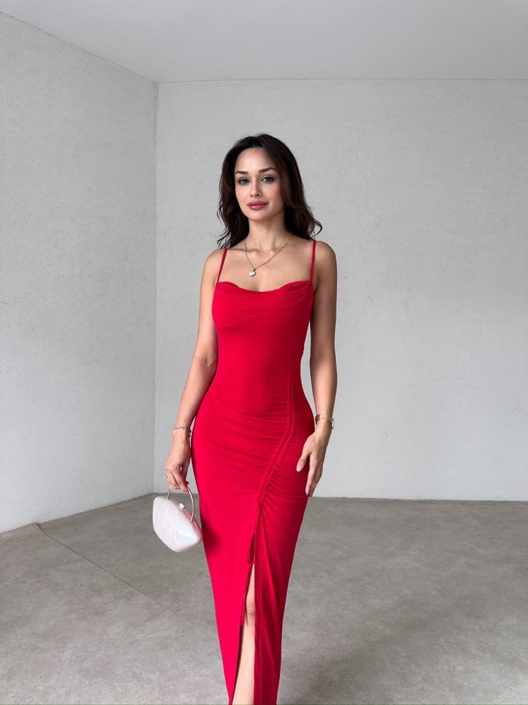 PARROT Midi Elbise 2952 - Kırmızı - Mooi Butik