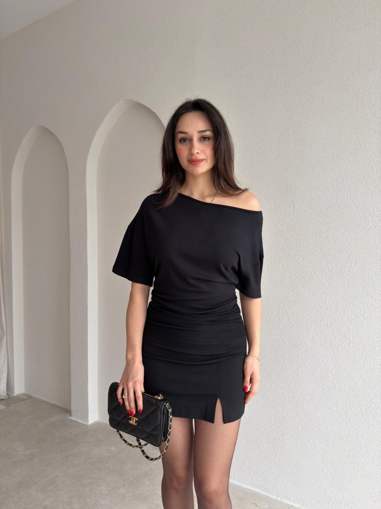 PAU Düşük Omuzlu Bluz 9038 - Siyah - Mooi Butik