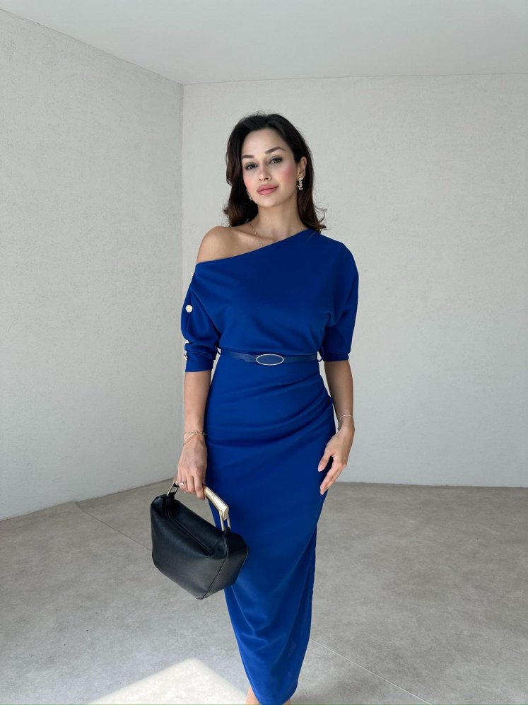 PAVEL Midi Elbise 4427 - Mavi - Mooi Butik