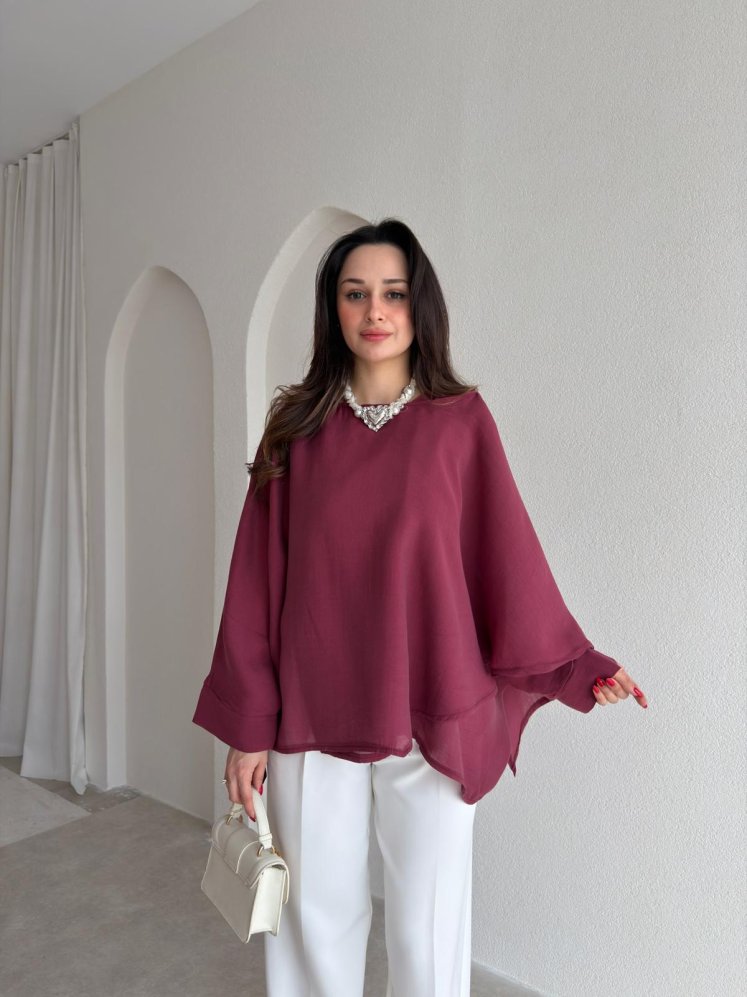 PAVİA Pelerin 6884 - Bordo - Mooi Butik