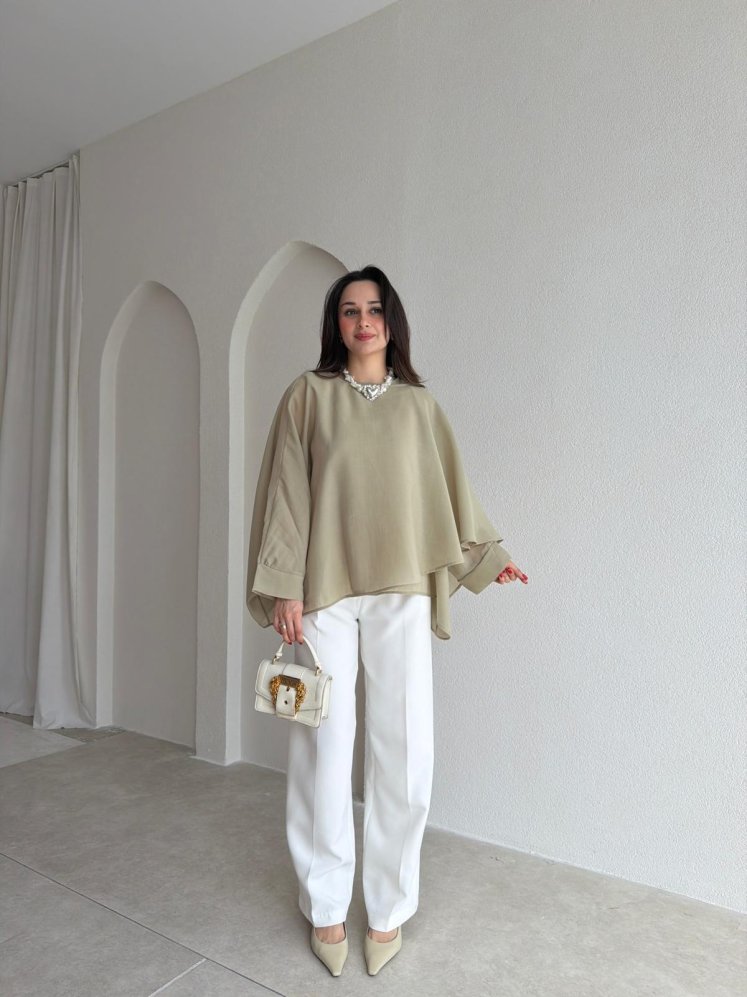 PAVİA Pelerin 6884 - Haki - Mooi Butik