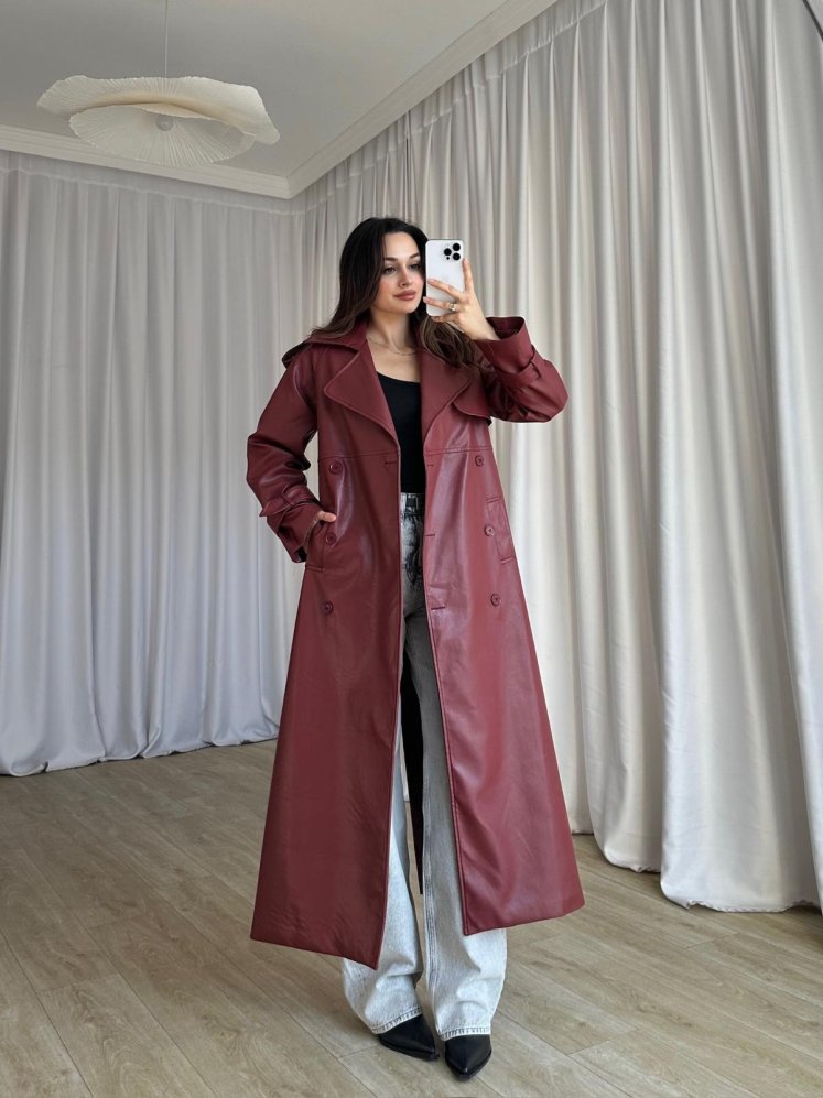PENNY Deri Trençkot 8487 - Bordo - Mooi Butik