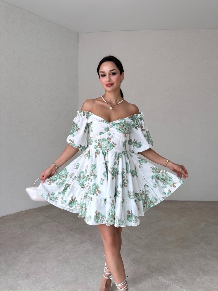 PERONA Mini Elbise 6658 - Yeşil - Mooi Butik