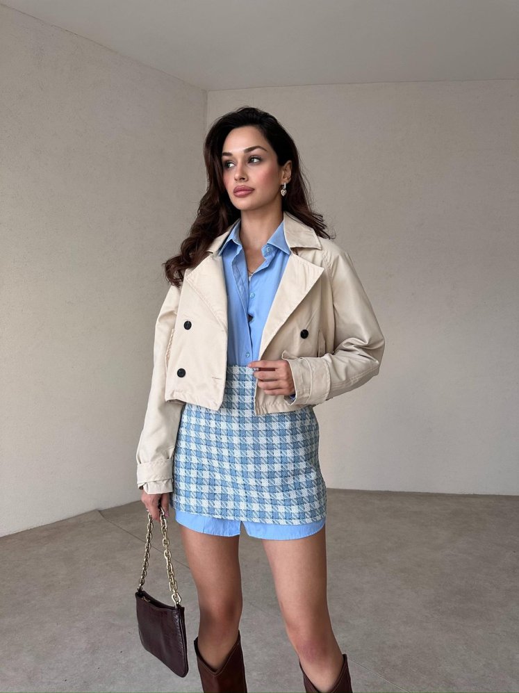 PERRY Kısa Trenç 2430 - Krem - Mooi Butik