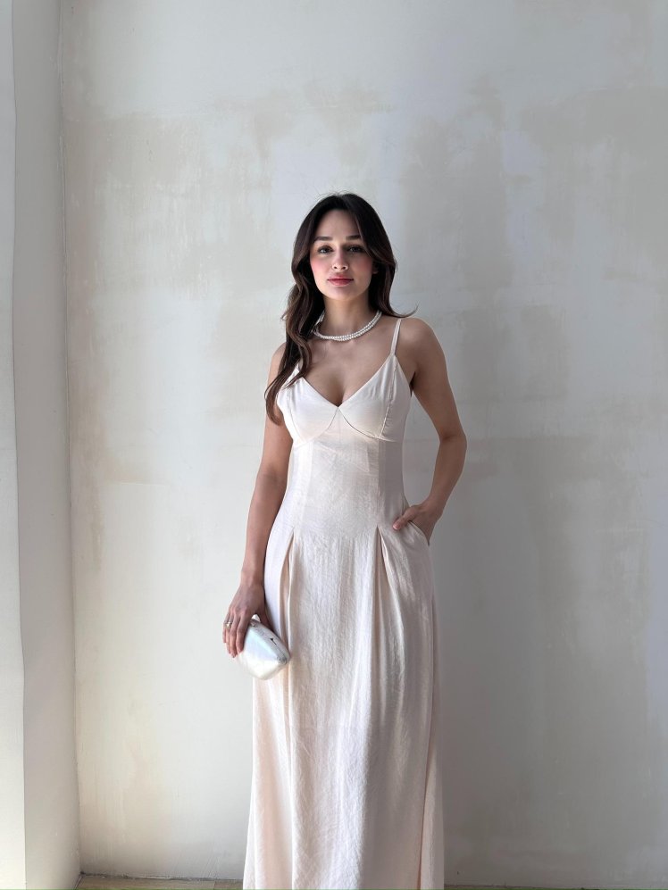 PHİNA Maxi Elbise 6724 - Krem - Mooi Butik