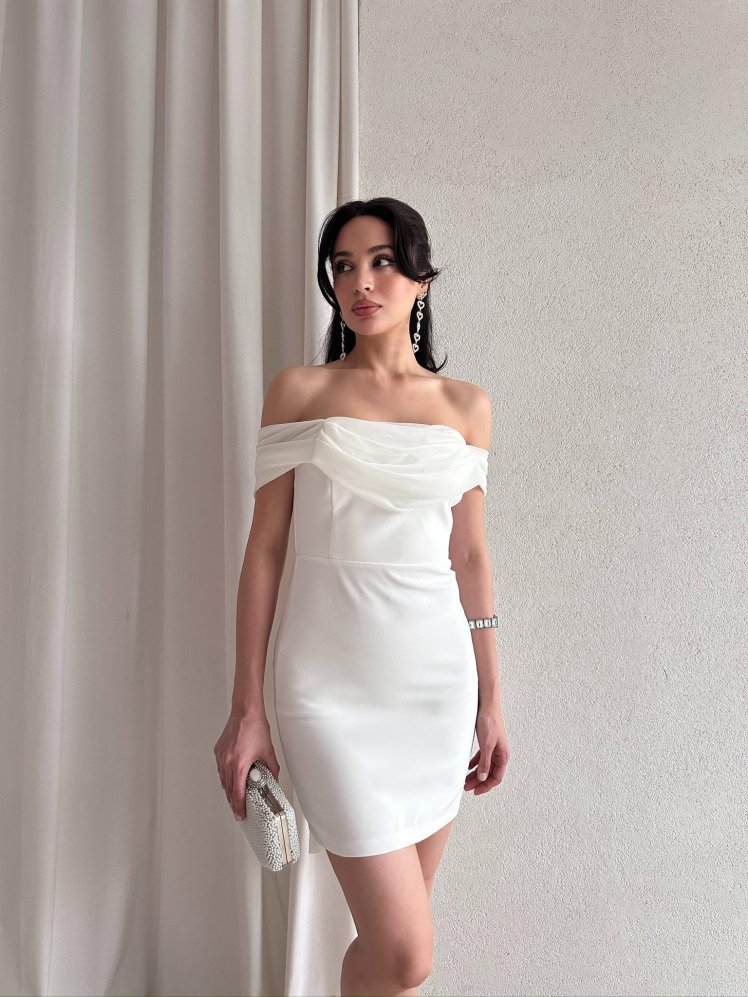 PICKER Mini Elbise 5493 - Beyaz - Mooi Butik