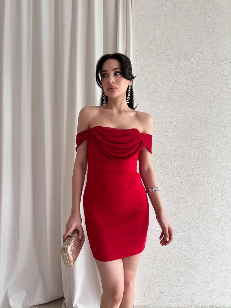 PICKER Mini Elbise 5493 - Kırmızı - Mooi Butik