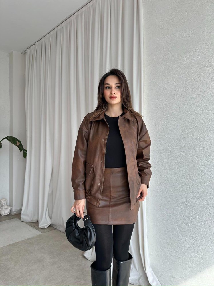 PİCO Deri Takım 8461 - Kahverengi - Mooi Butik