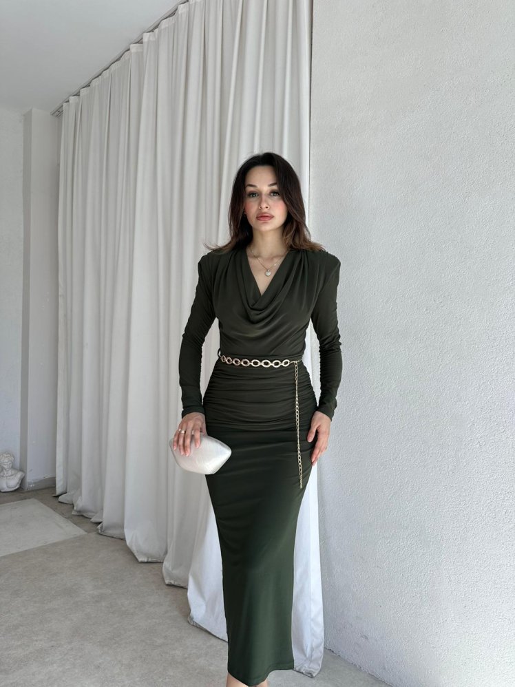 PİETRO Midi Elbise 8581 - Haki - Mooi Butik