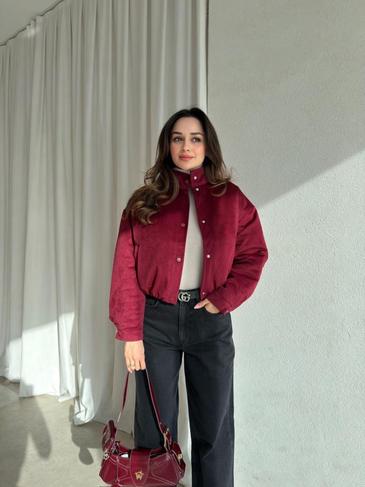 PODDY Bomber Ceket 0488 - Bordo - Mooi Butik