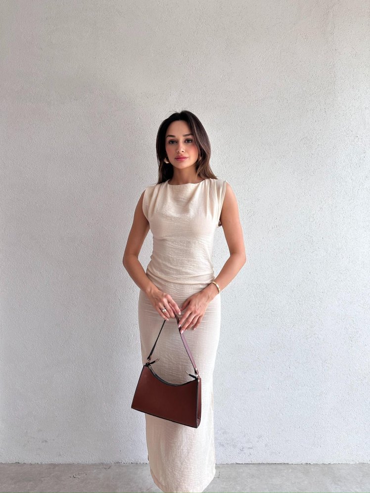 POLLACK Midi Elbise 3469 - Krem - Mooi Butik