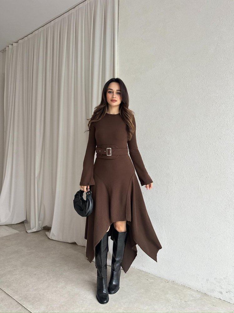 POOL Elbise 8781 - Acı Kahve - Mooi Butik